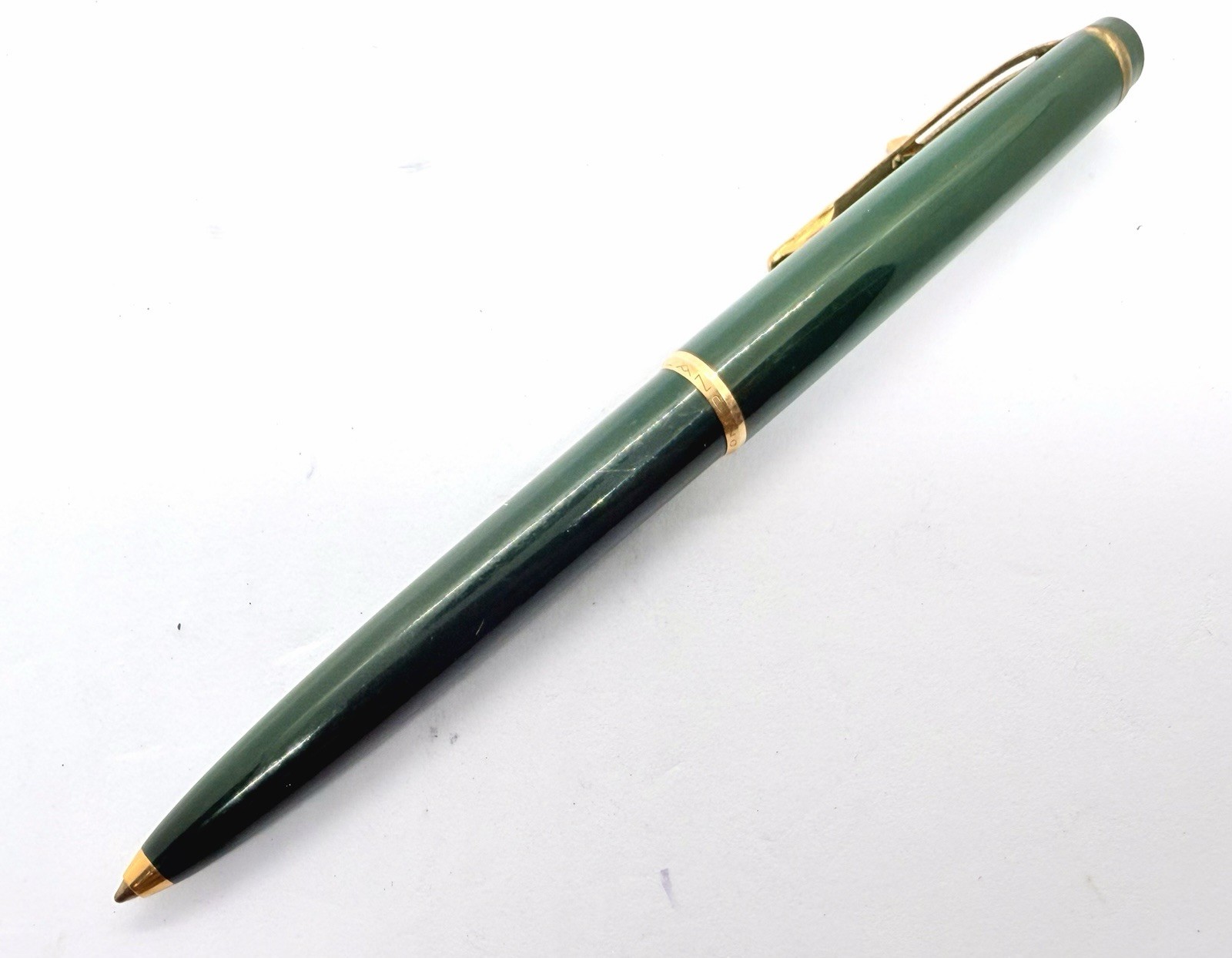 Montblanc 38 Lever Dark Green Ballpoint Pen Full Functional Gold Trim Trigger