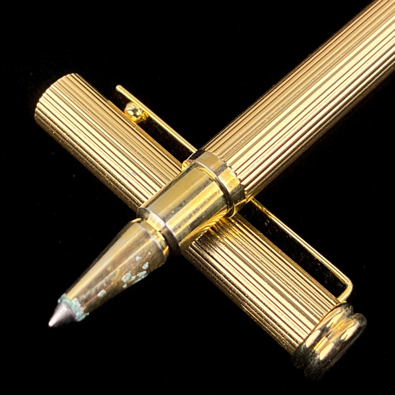 Vintage Mercedes Benz Gold Tone w/ Black Trim Lined Shaft Ballpoint Pen