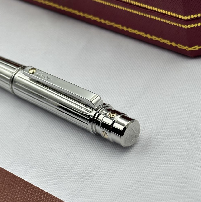 Cartier Santos Ballpoint Pen Silver Trim Luxury Gift Full Box New