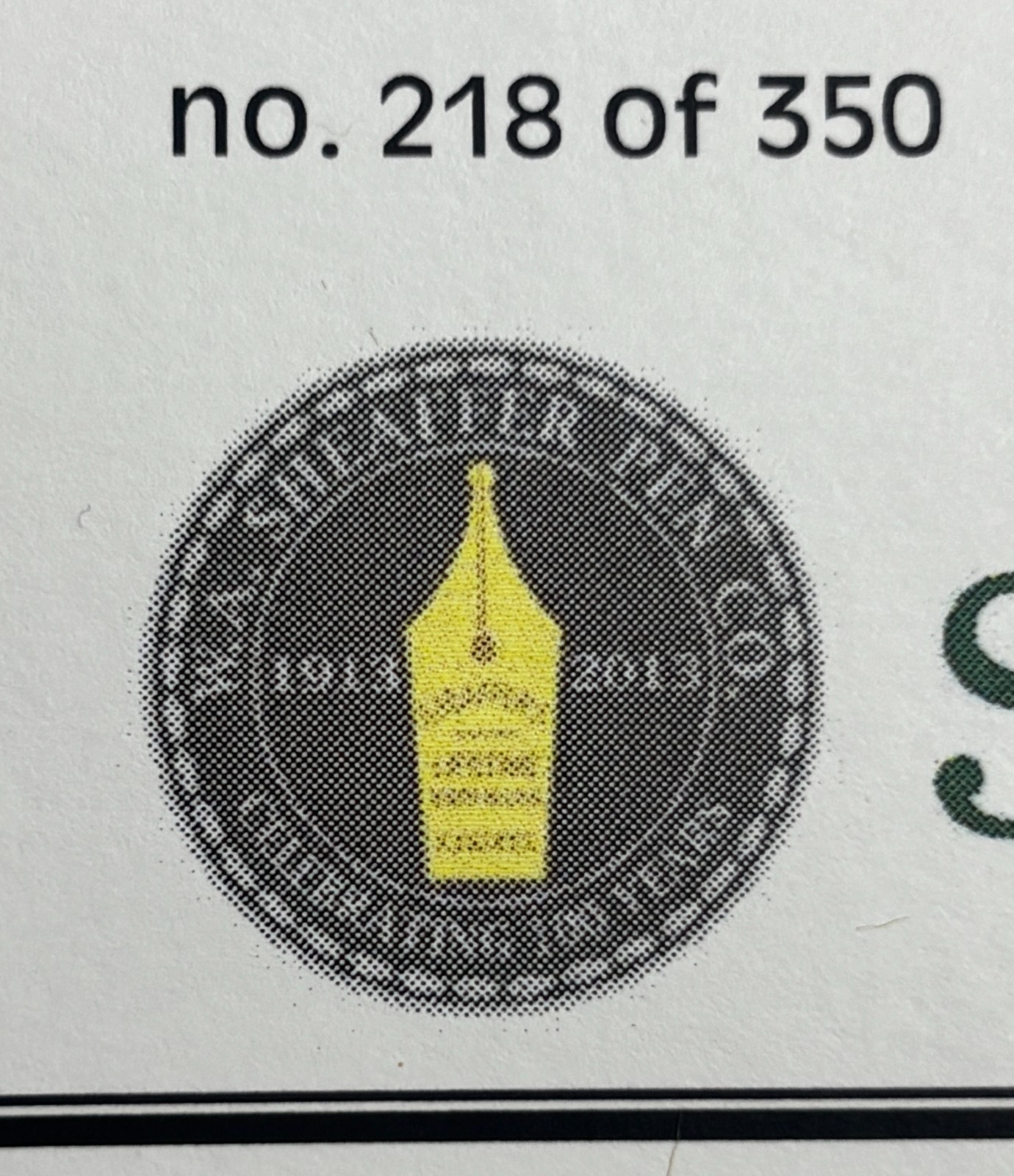 Sheaffer Pen Museum Centennial Commemorative Coin #218/350 Limited Edition COA