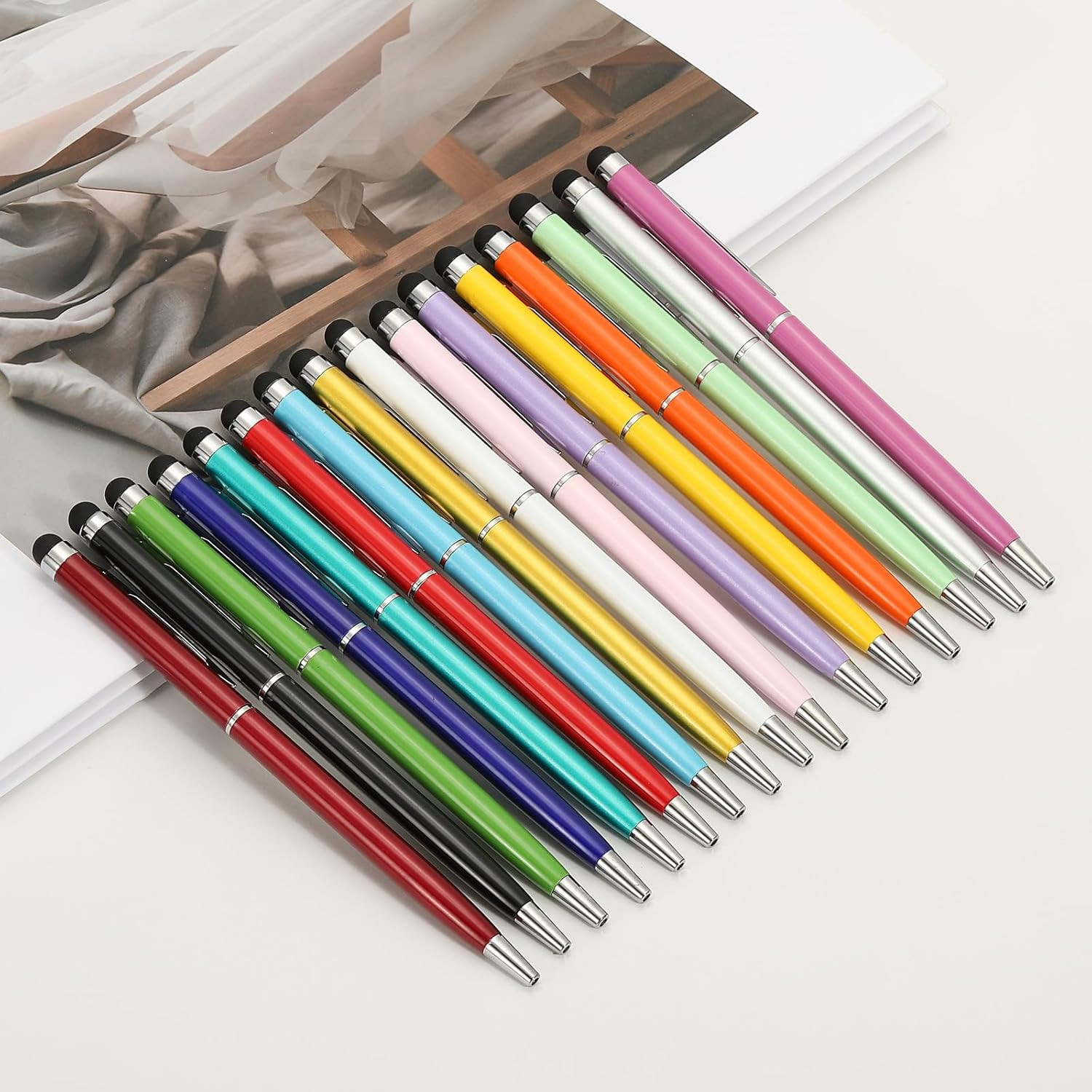 Ballpoint Pen with Stylus Tip, 4Pcs 2 in 1 Slim Metal Black Ink 1.0Mm Medium …