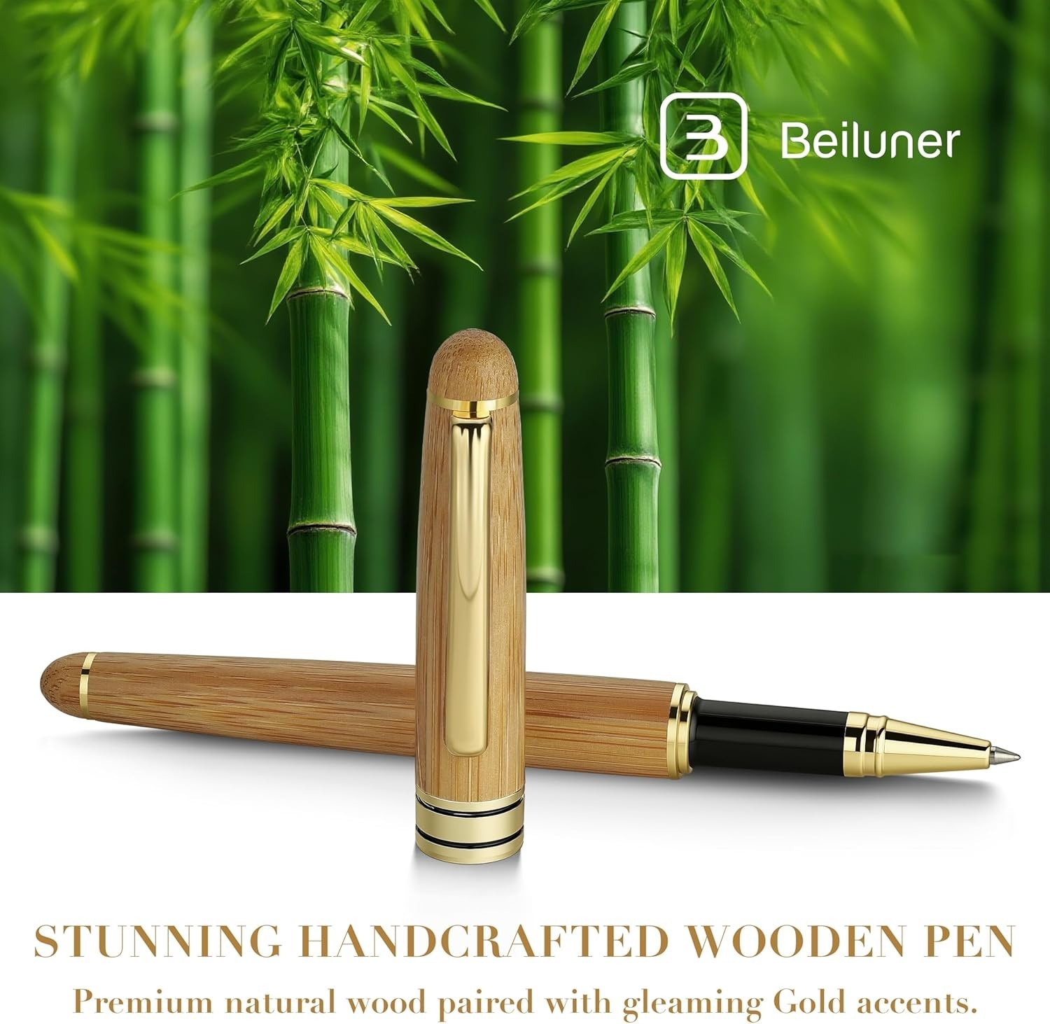 Handcrafted Antique Bamboo Ballpoint Pen in Gift Box – Perfect for Any Occasion