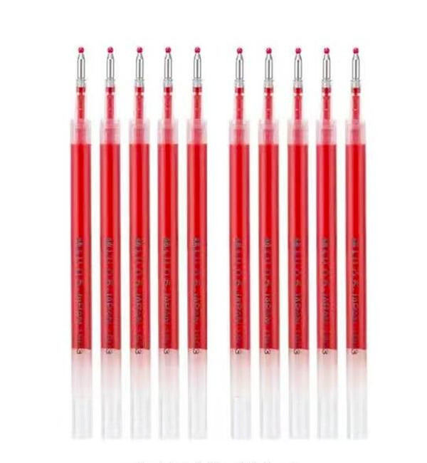 10Pcs Muji Gel Ink Ballpoint Press Pen Refills Black/Blue/Red 0.5mm Pen Refills