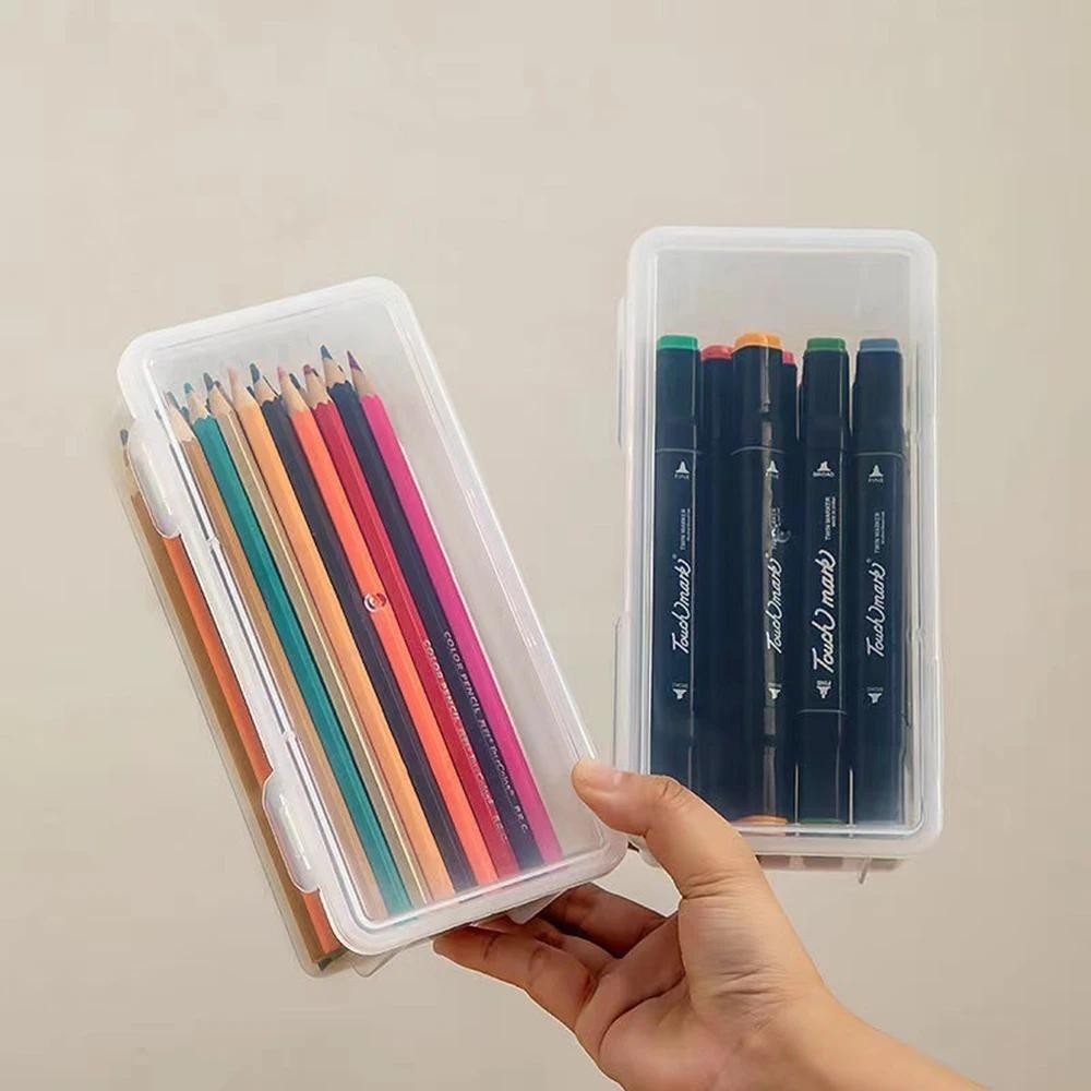 1/2/3/4pcs Plastic Translucent Pencil Case Large Capacity Pencil Boxes Portable