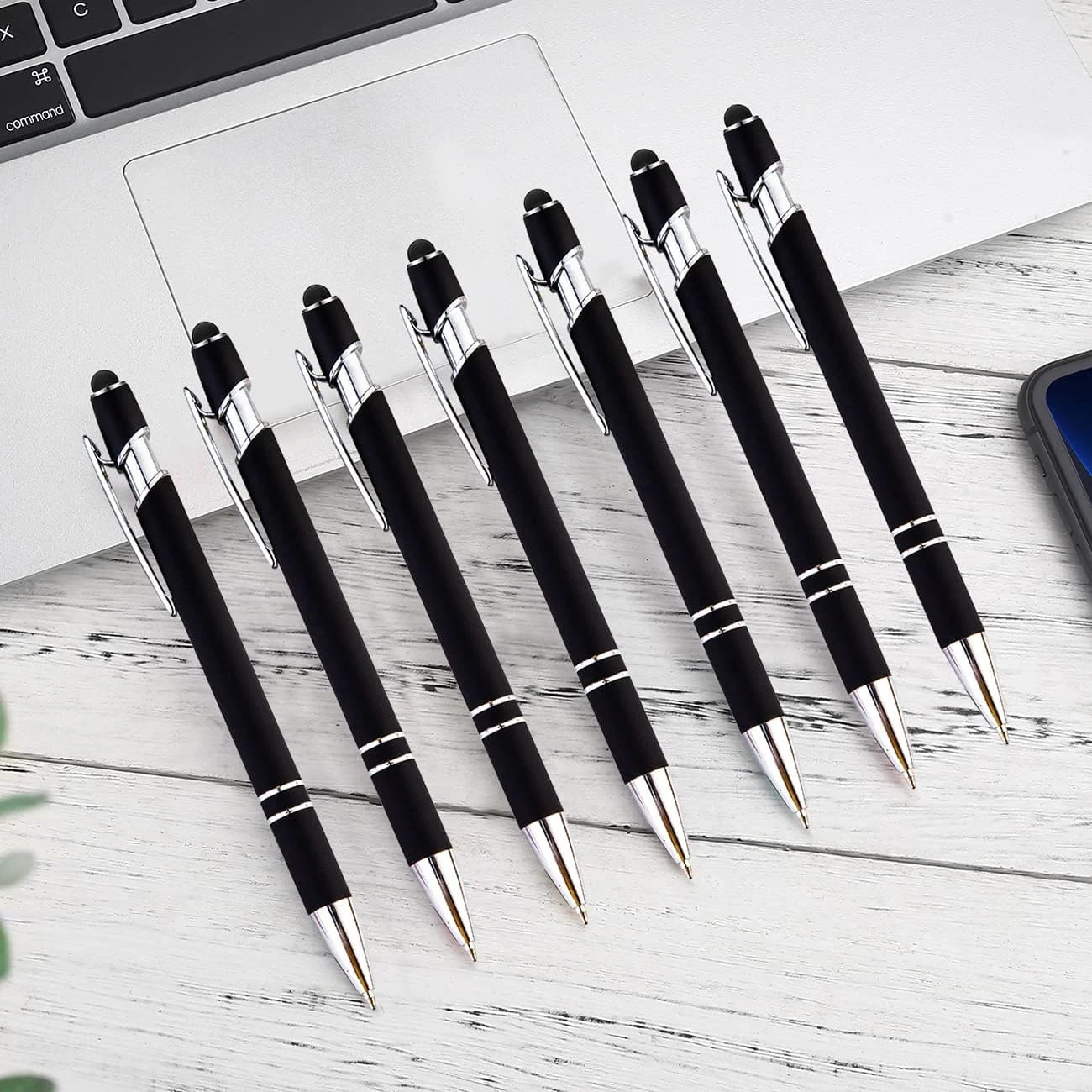 12 Pieces Black Ballpoint Pen with Stylus Tip, 2 in 1 Stylus Pen, Premium Metal