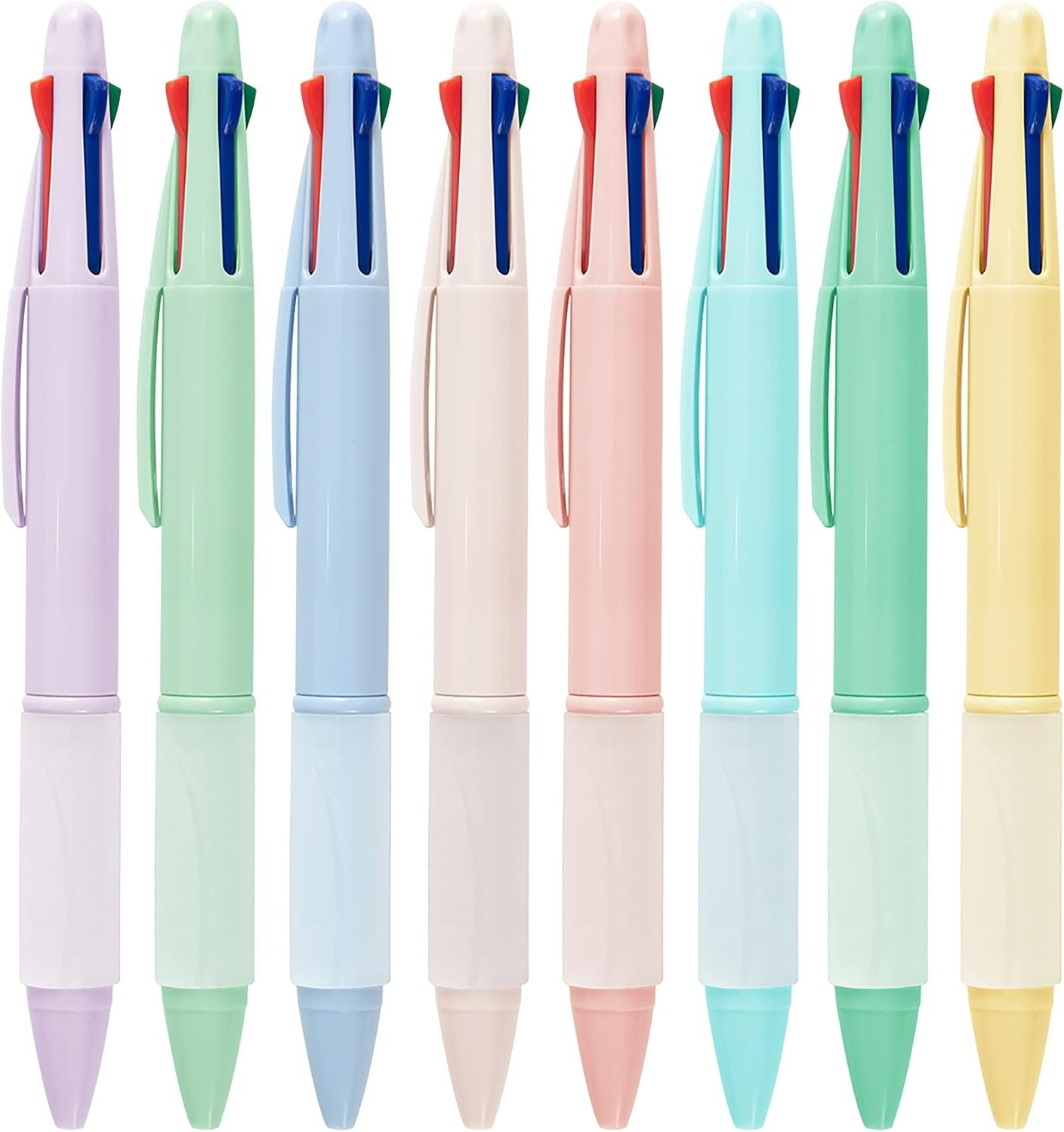 Assorted Color 4-in-1 Refillable Pens – Soft Grip, 1.0mm Medium Point, 8 Count