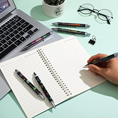 10 Pcs Inspirational Ballpoint Pens Retractable Funny Black Ink Pen Set with