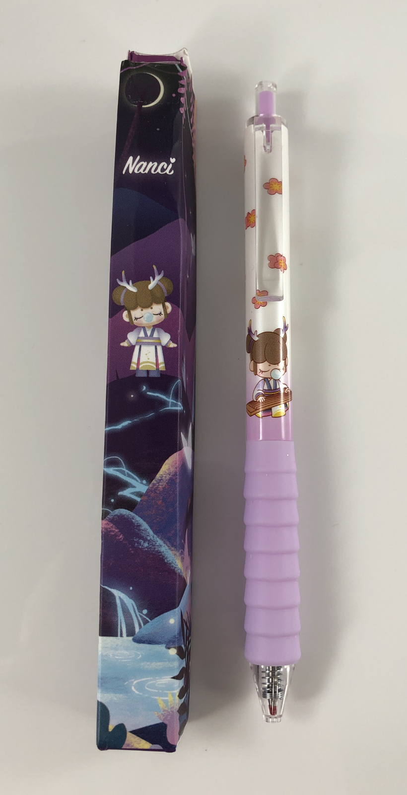 Shanghai M&G Stationary x Nanci Boxed Pen – Black Ink – 0.5mm Purple Rubber Grip
