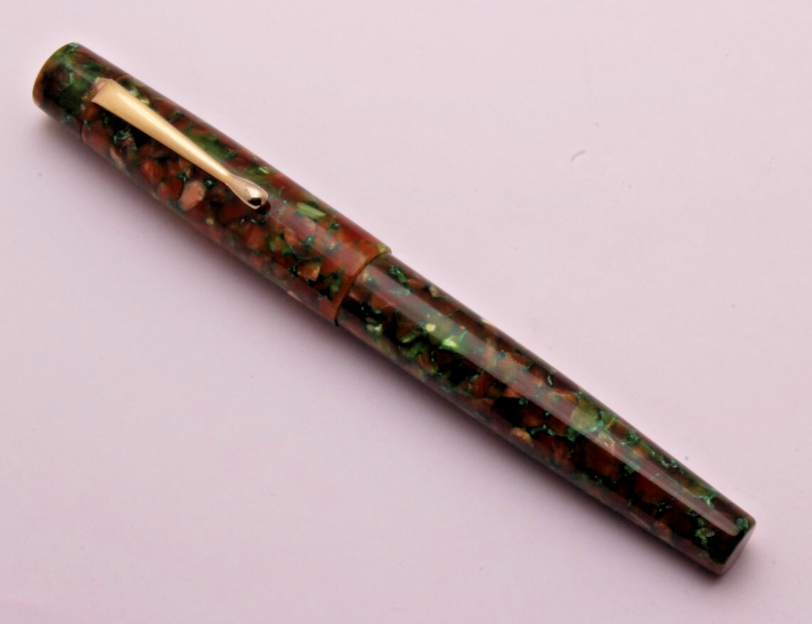 Vazir Brown & Green Crushed Ice Handmade Acrylic Rollerball Pen New In Box