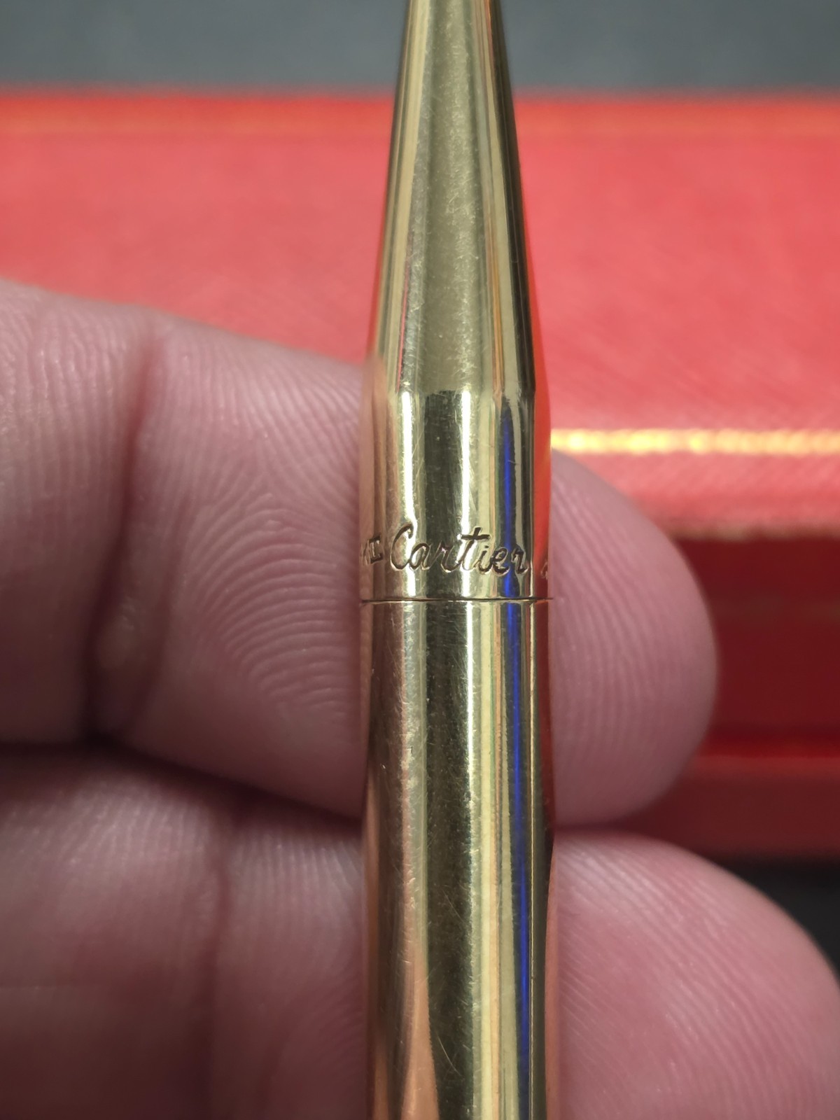Vintage Cartier Solid 14K Yellow Gold Smooth 4″ Ballpoint Pen in Box 4176 RARE