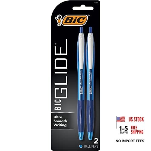 Glide Retractable Ballpoint Pens, Medium Point 2 Count (Pack of 1) Blue