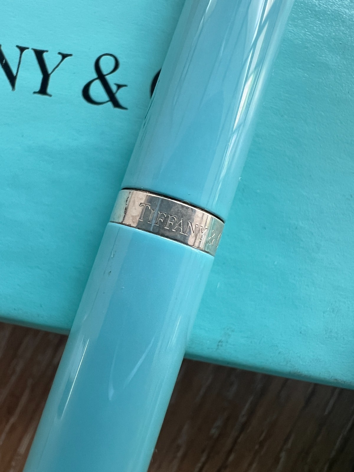 Tiffany & Co Blue Executive Ballpoint Silver «T» Pen ( Box & Pouch)