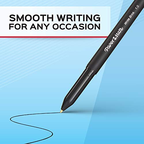 Paper Mate Ballpoint Stick Pens, Medium Point 1.0mm, Black Ink, 12 Pack