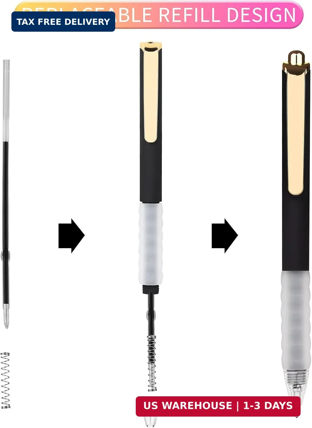 Pens Ballpoint Black Ink 1.0 mm Pen Medium Point Smooth Writing for Journaling O