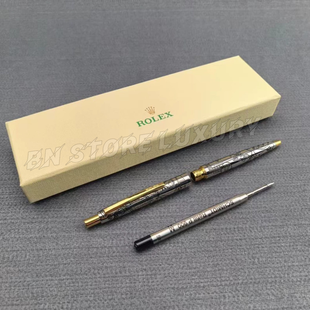 ROLEX VIP Gift Silver Gold Ballpoint Pen Engraved Executive Collectible Box
