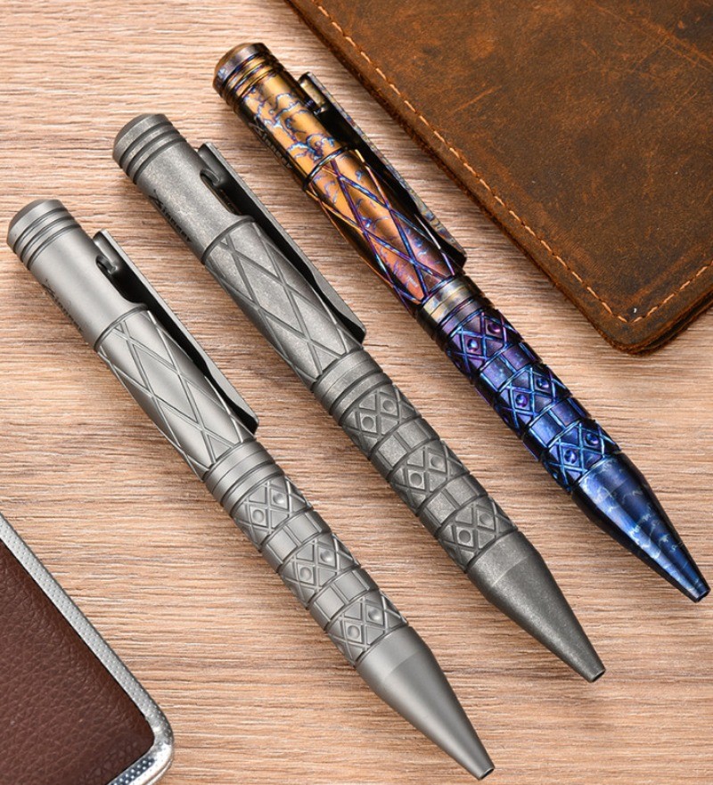 Handmade Titanium Ballpoint Pen Business Office Signature Writing EDC Pocket Pen