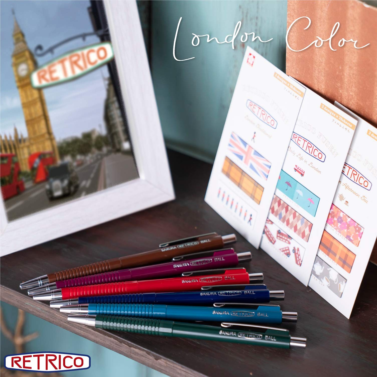 Oil-based ballpoint pen Retrico 0.4mm Black ink 10 Pieces Deep Blue