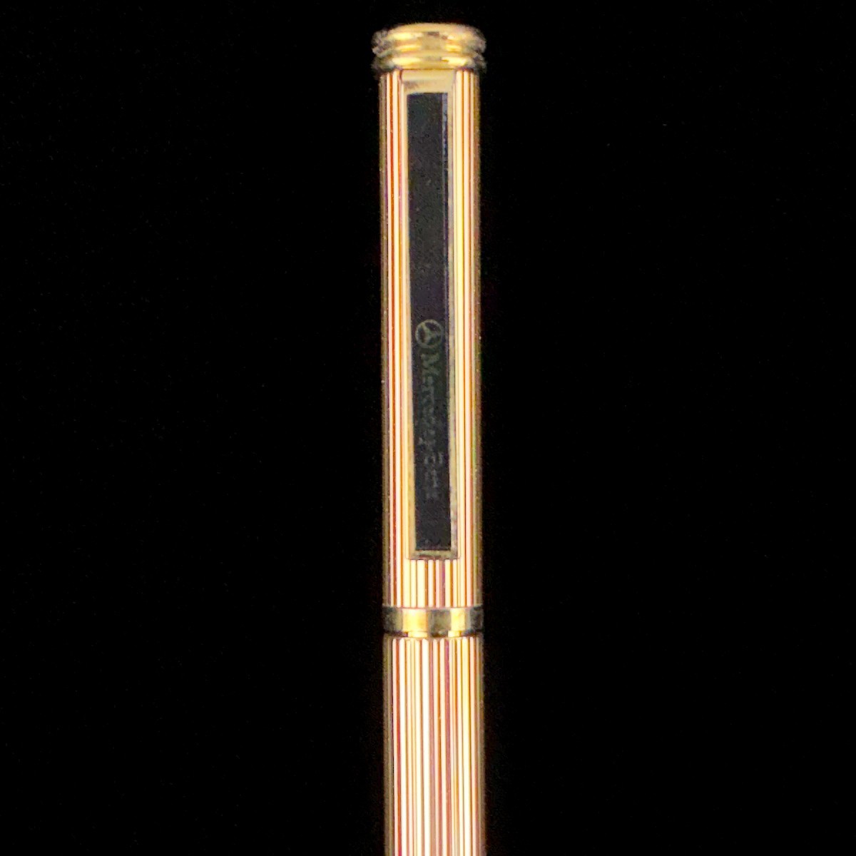 Vintage Mercedes Benz Gold Tone w/ Black Trim Lined Shaft Ballpoint Pen