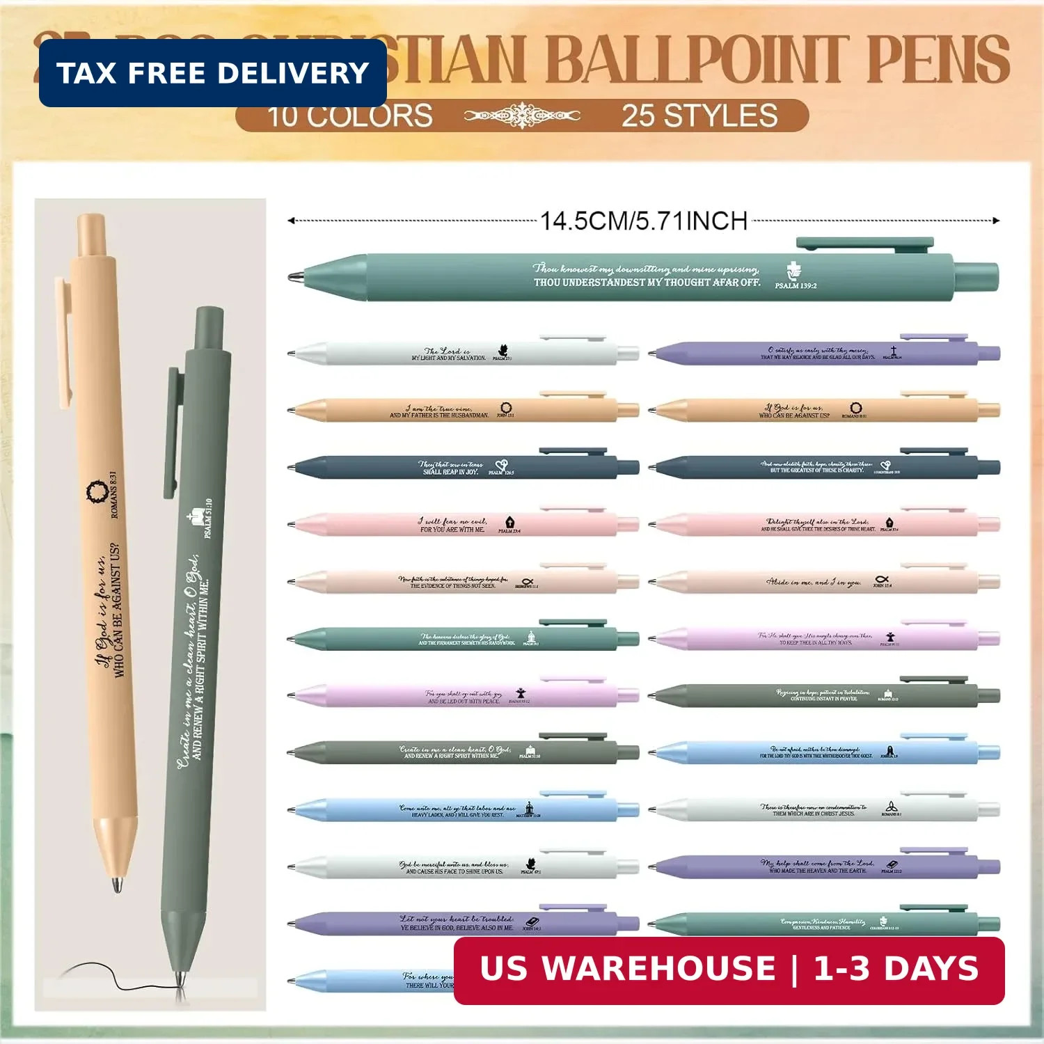 25 Sets Christian Gifts Bulk for Church Bible Verses Ballpoint Pens Rel