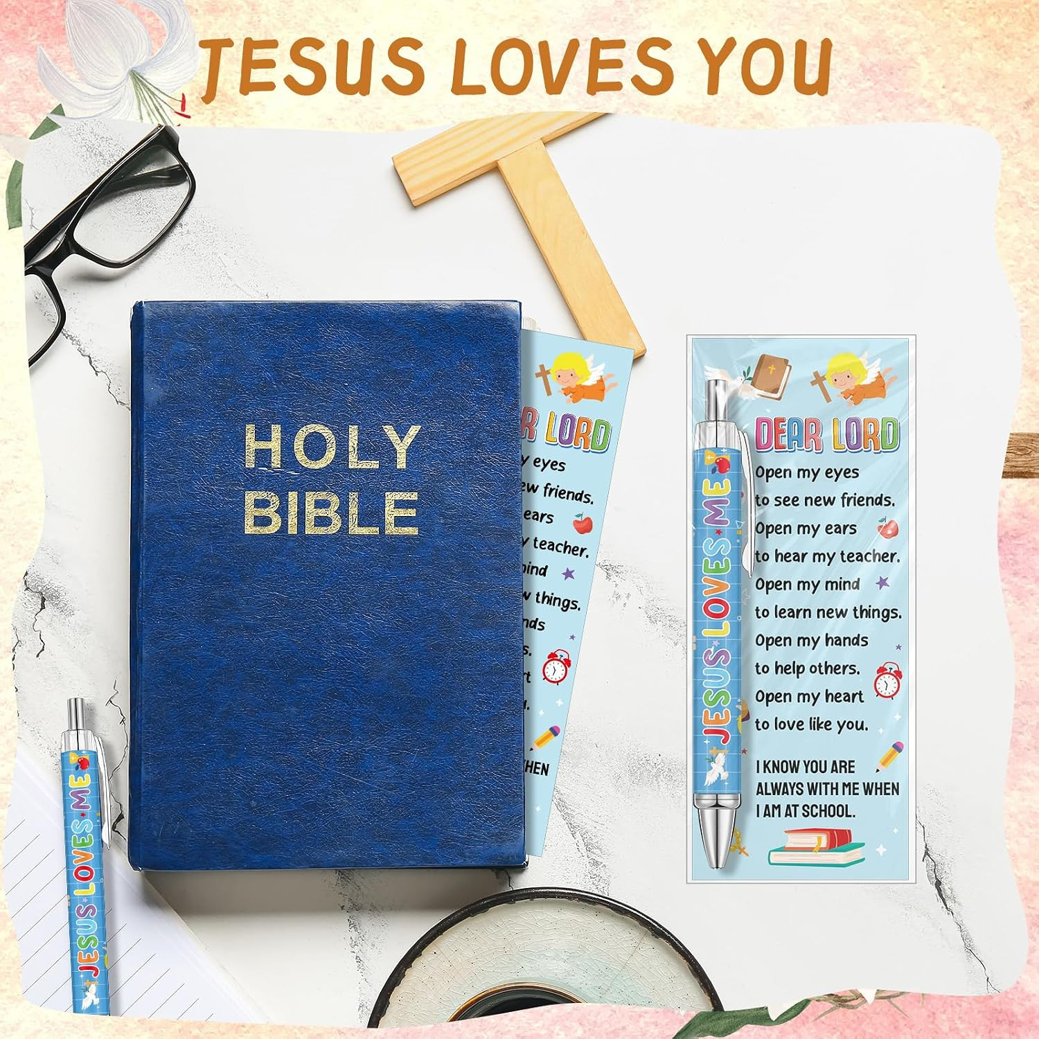 50 Sets Back to School Ballpoint Pens Christian Bible Verse Religious Pens First
