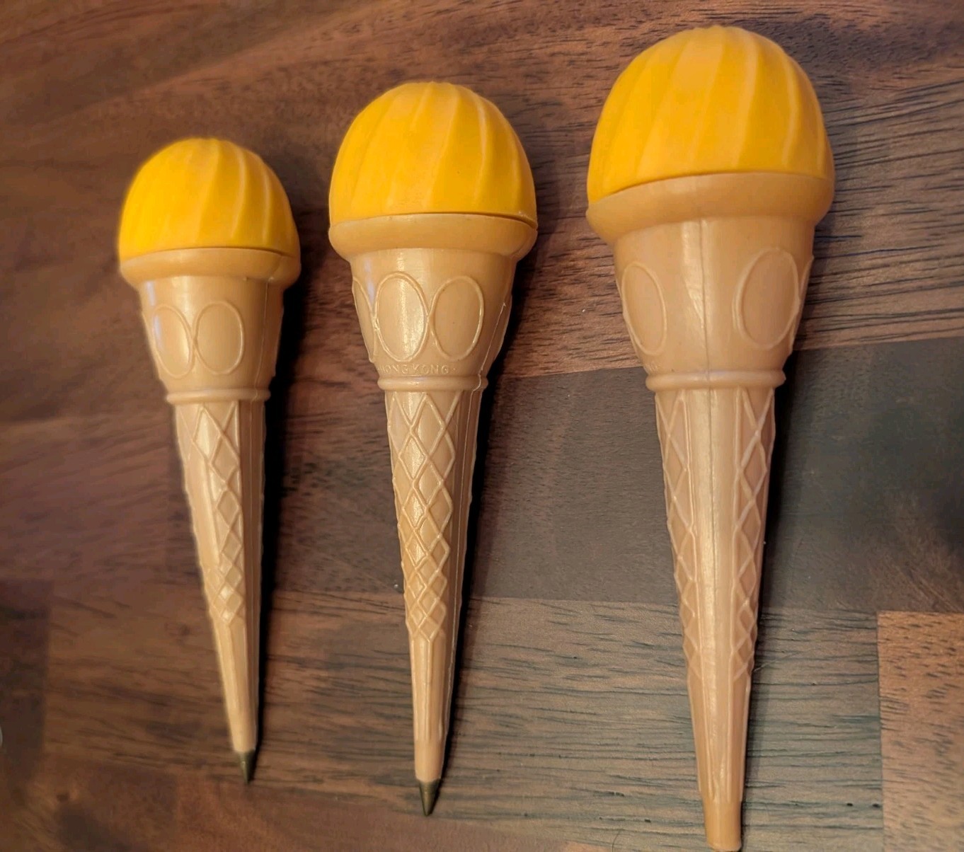 Ice Cream Cone Ink Pens Vintage 1980s Novelty Lot of 3 Plastic Hong Kong School