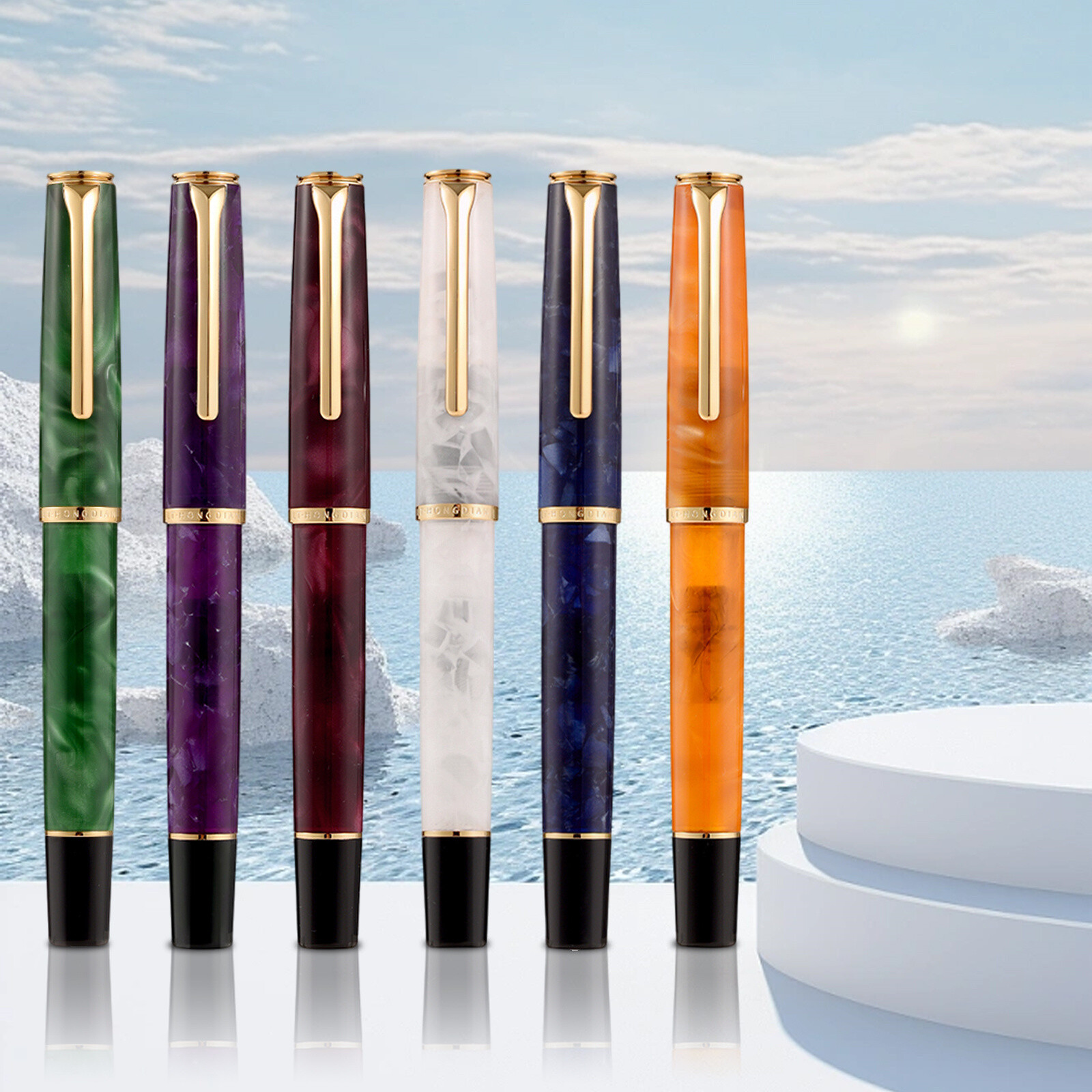 HongDian N12 Resin Fountain Pen, Extra Fine Nib Classic Pen Writing Pen Gift