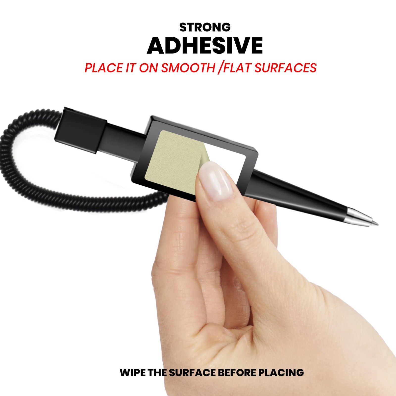 Performore 12 Pack of 5 inch Secure Counter Pens, Black with Plastic Secure Cord