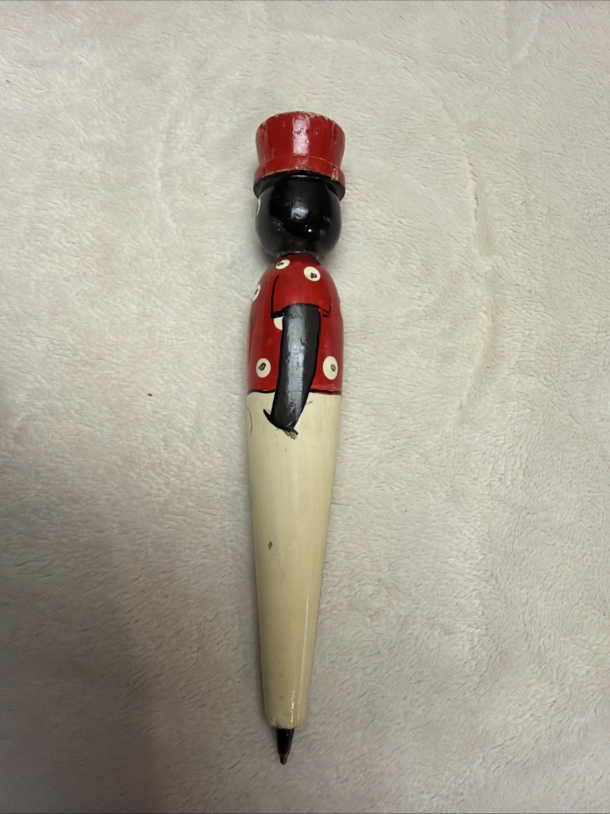 Vintage Collectible Pen From Cancun Featuring A Hand-painted Wooden Figure 6.5”