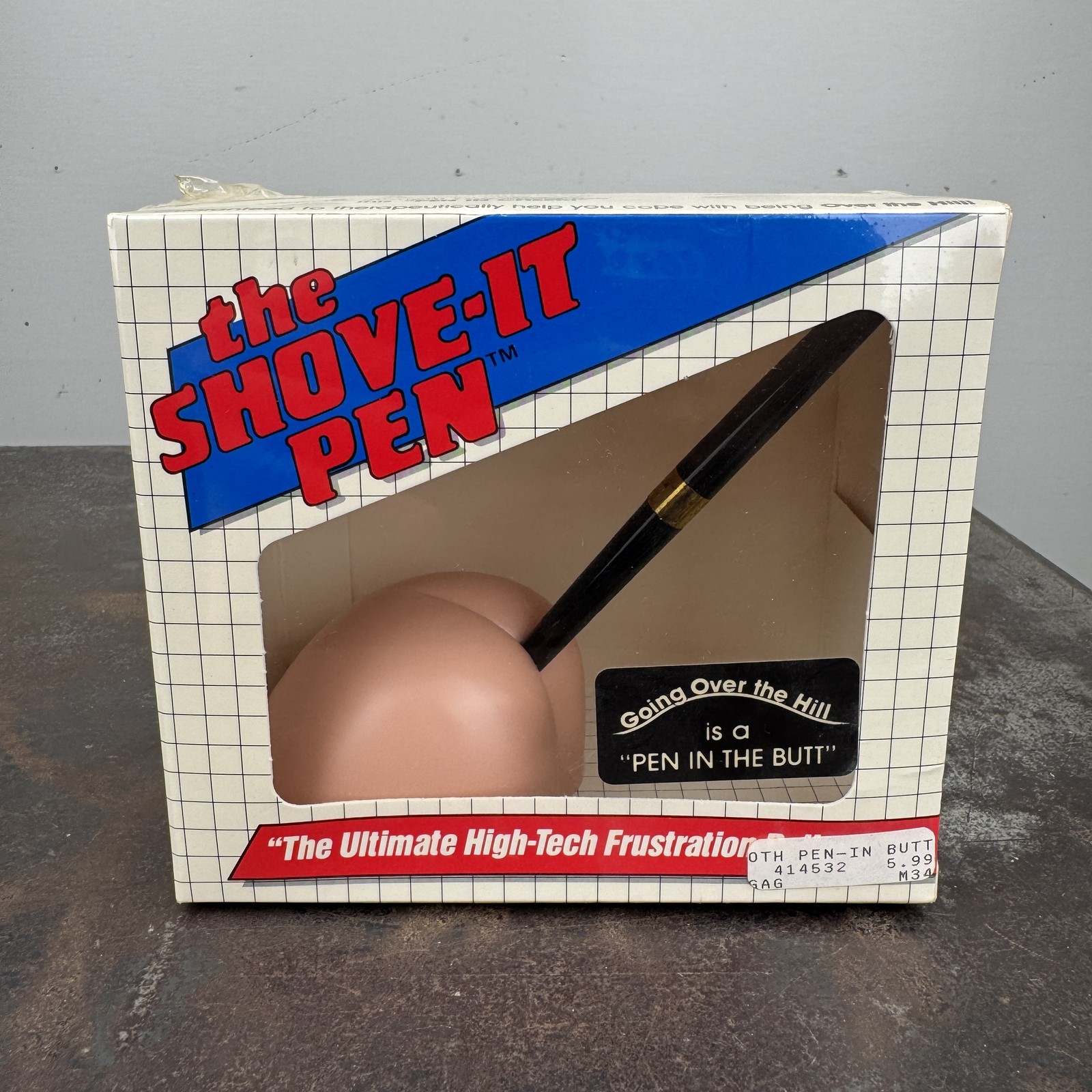 Vtg SHOVE IT PEN Novelty BUTT Shaped Pen Holder 1985 Designsense NEW / SEALED