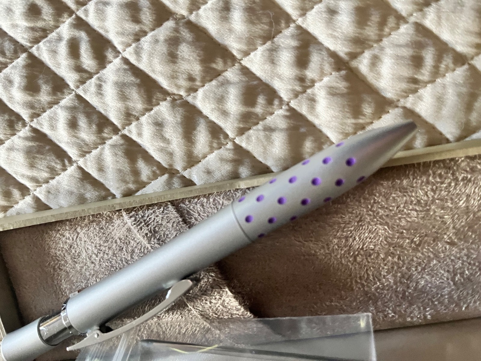 Levenger tri color pen NIB Clover Quad purple and silver