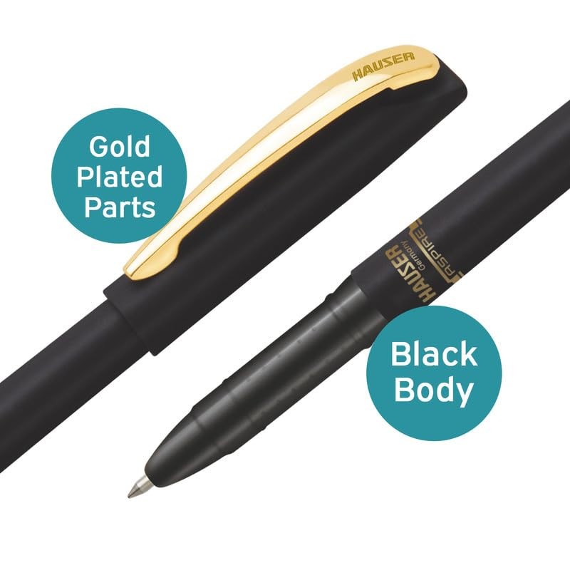Hauser Aspire Metal Ball Pen Matt Black Body With Copper Trim Free Ship