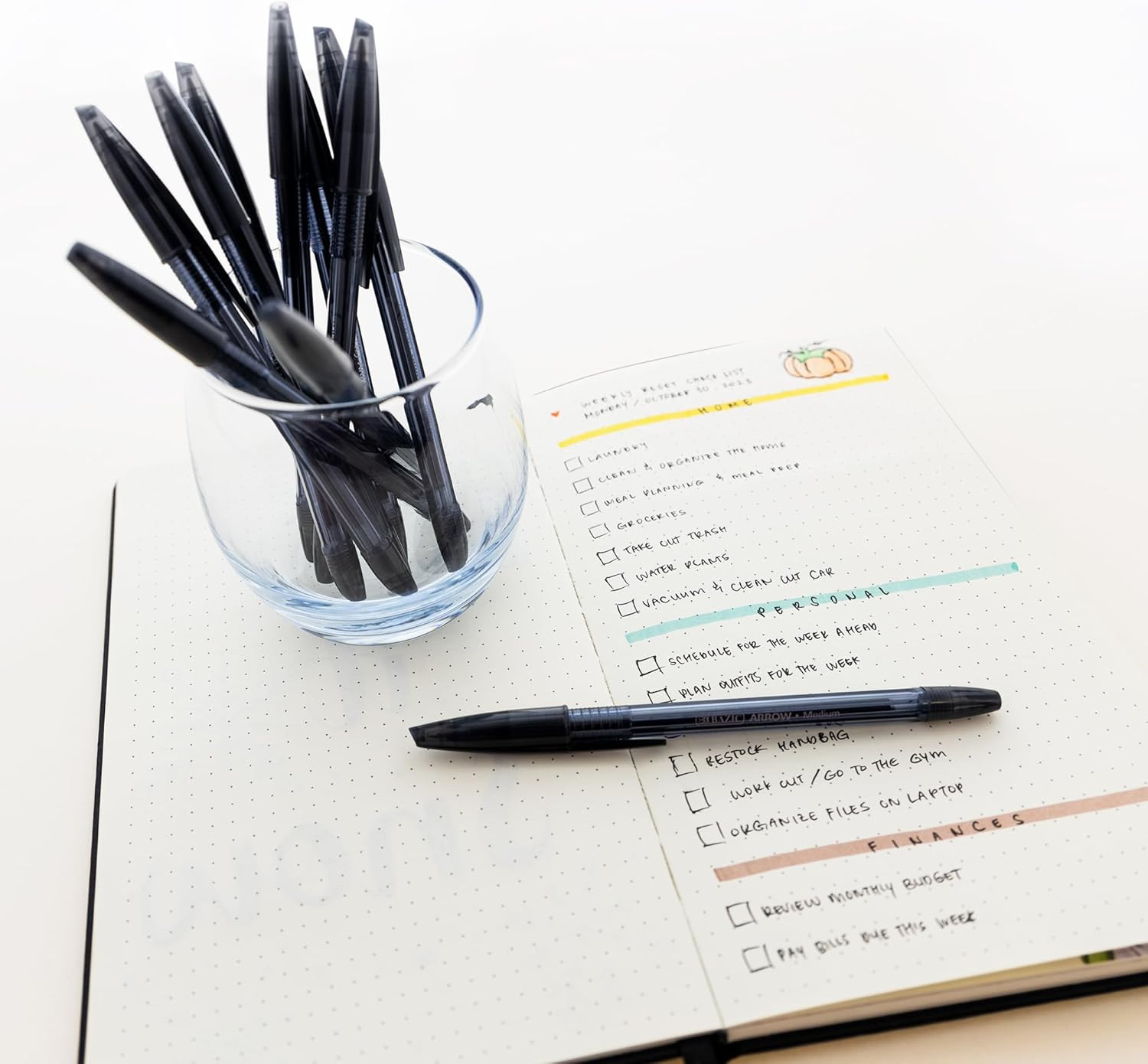 Arrow Ballpoint Pens, 1.0 Mm Medium Point Black Color Stick Pen, Smooth Writing