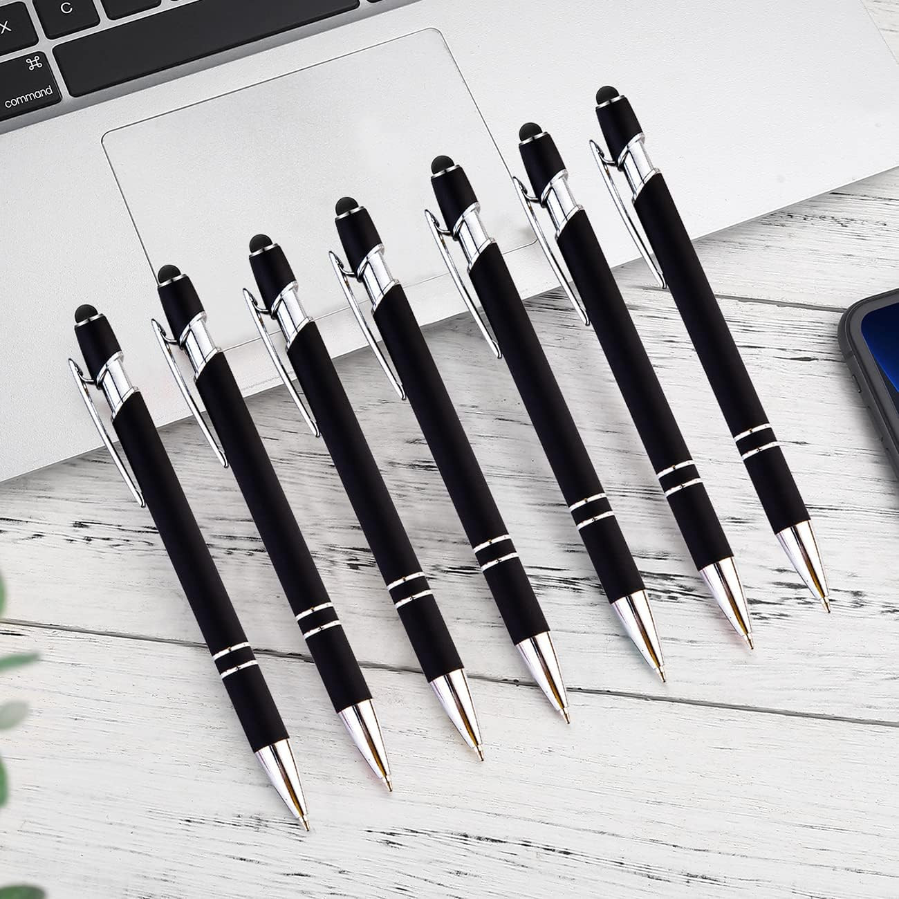12 Pieces Black Ballpoint Pen with Stylus Tip, 2 in 1 Stylus Pen, Premium Metal