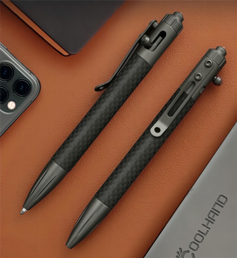 Titanium Carbon Fiber Ballpoint Pen Bolt Action Signing Writing Pocket Pen EDC