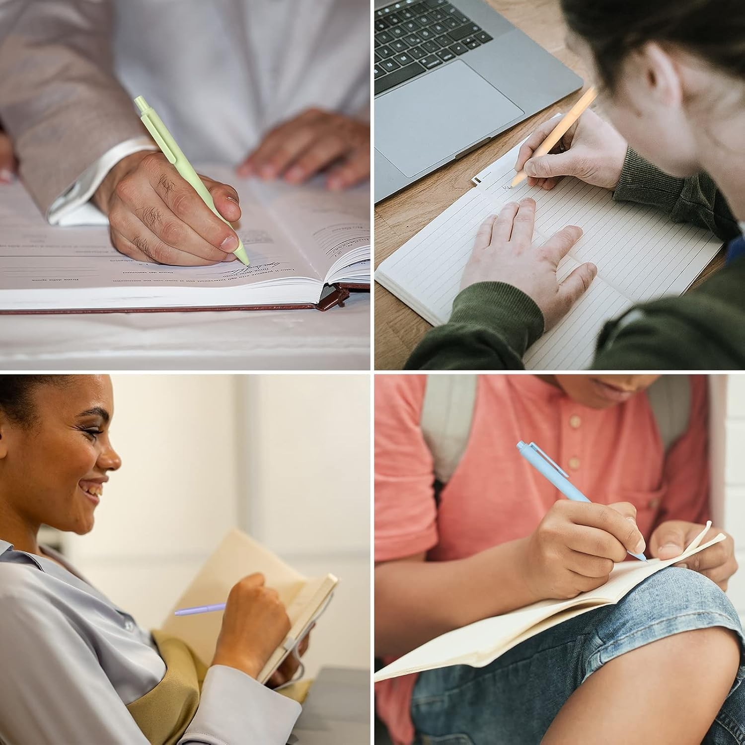 14 Retractable Pastel Ballpoint Pens with Medium Black Ink – Ideal for All Ages