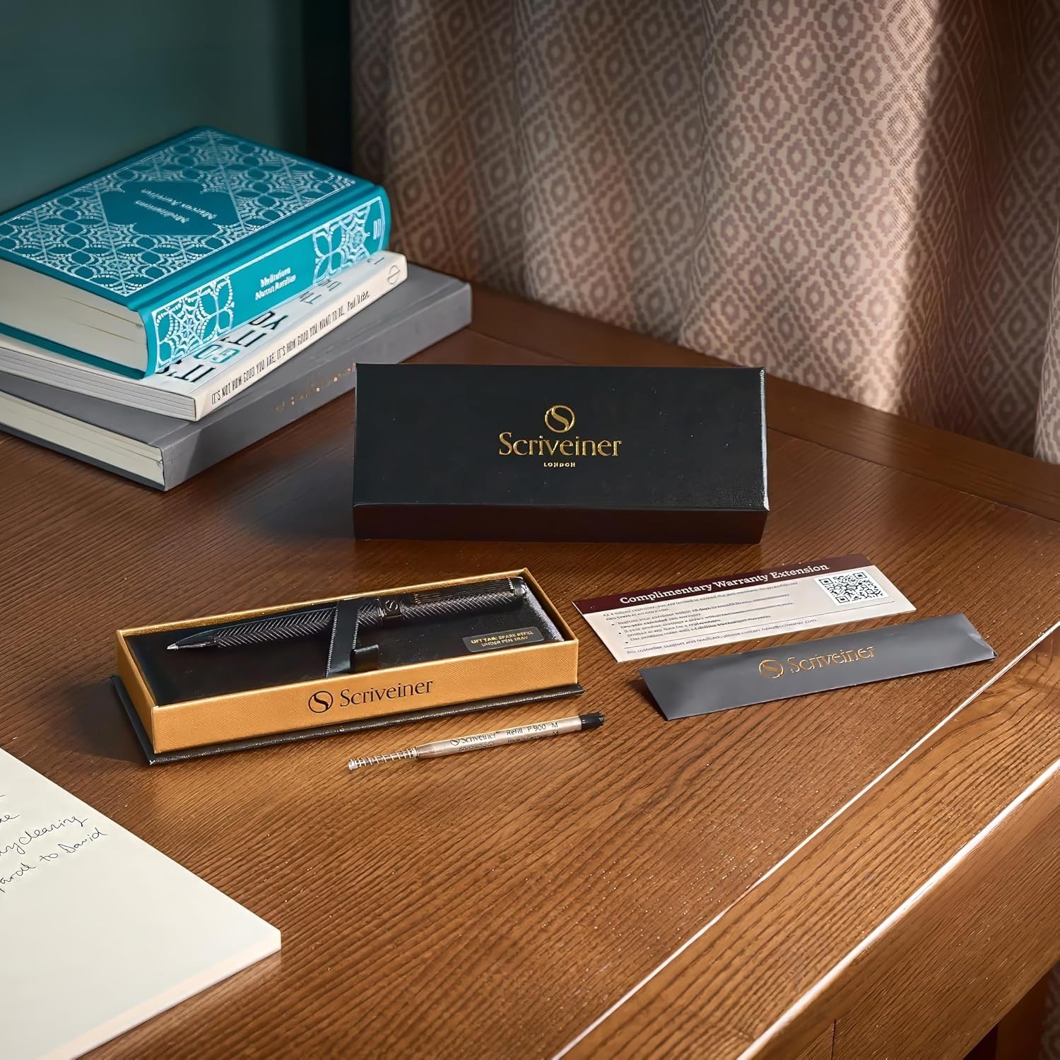 Luxury All Black Ballpoint Pen with Ergonomic Grip and Refillable Ink Cartridge