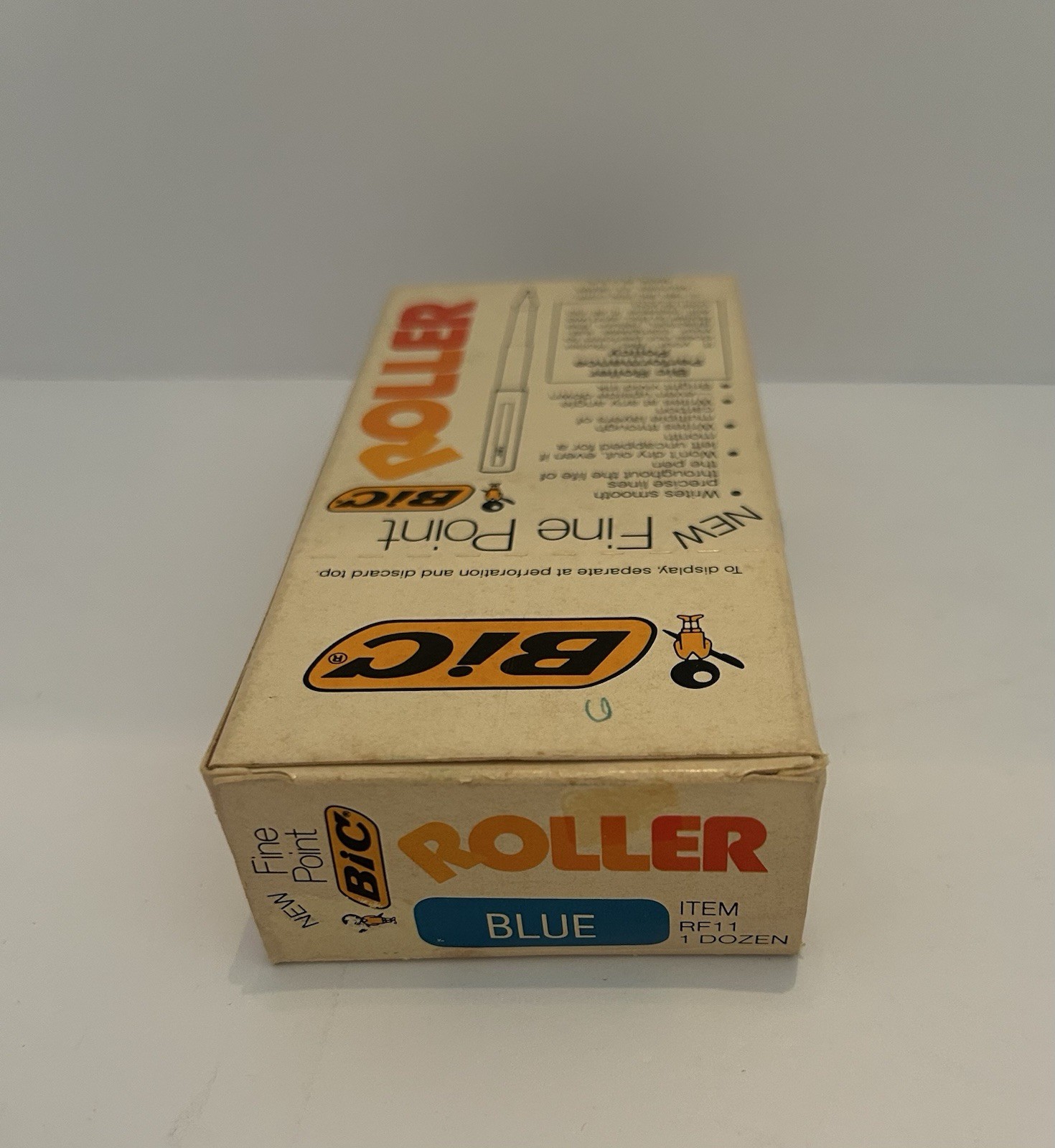 Vintage SET OF 12 ~ BIC Fine Point Roller ~ BLUE ~ 1981 ~ Made In USA ~