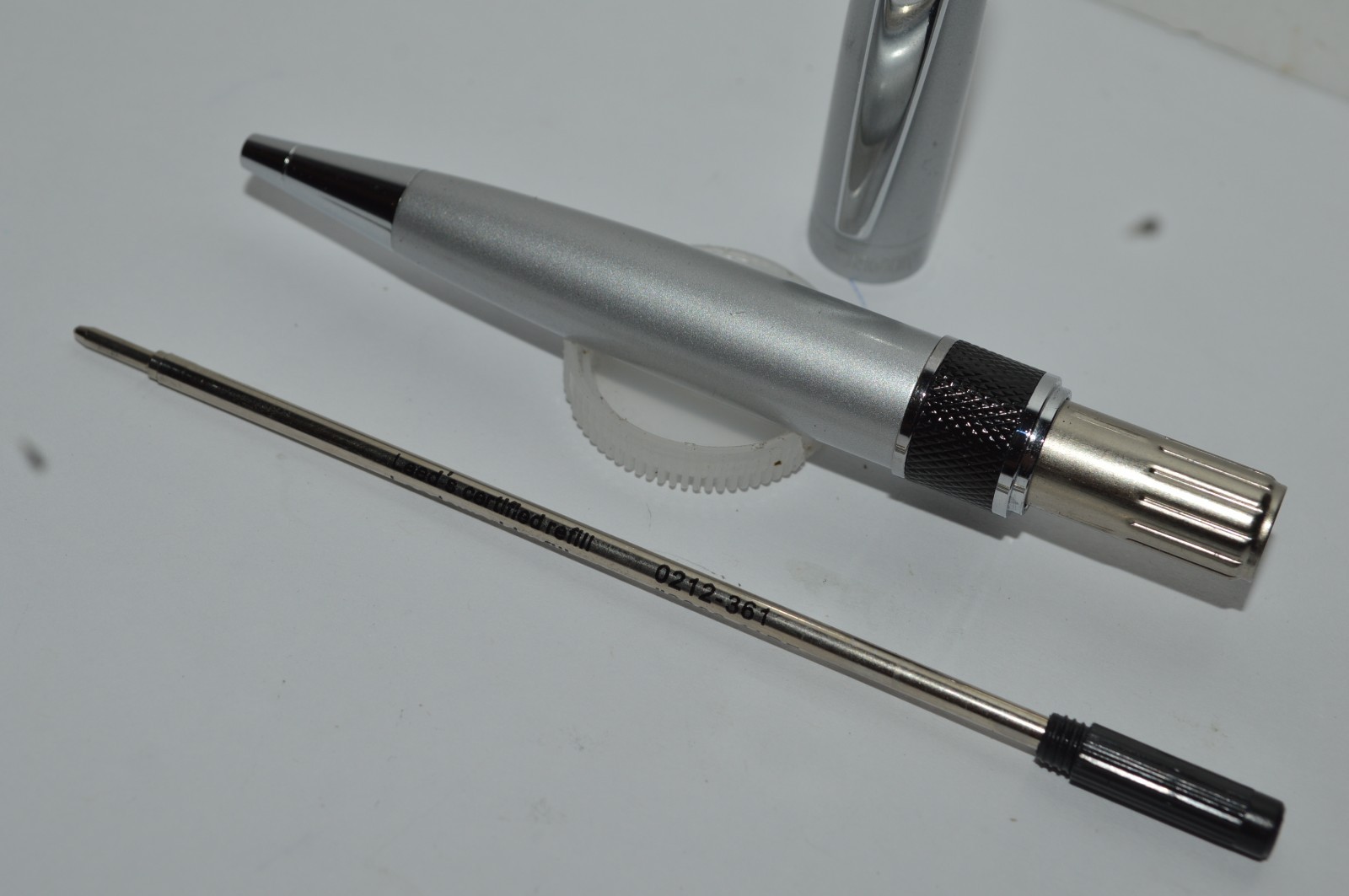 WENGER Ballpoint Pen Silver & Black Color Chrome Trim Twist Action 1990s
