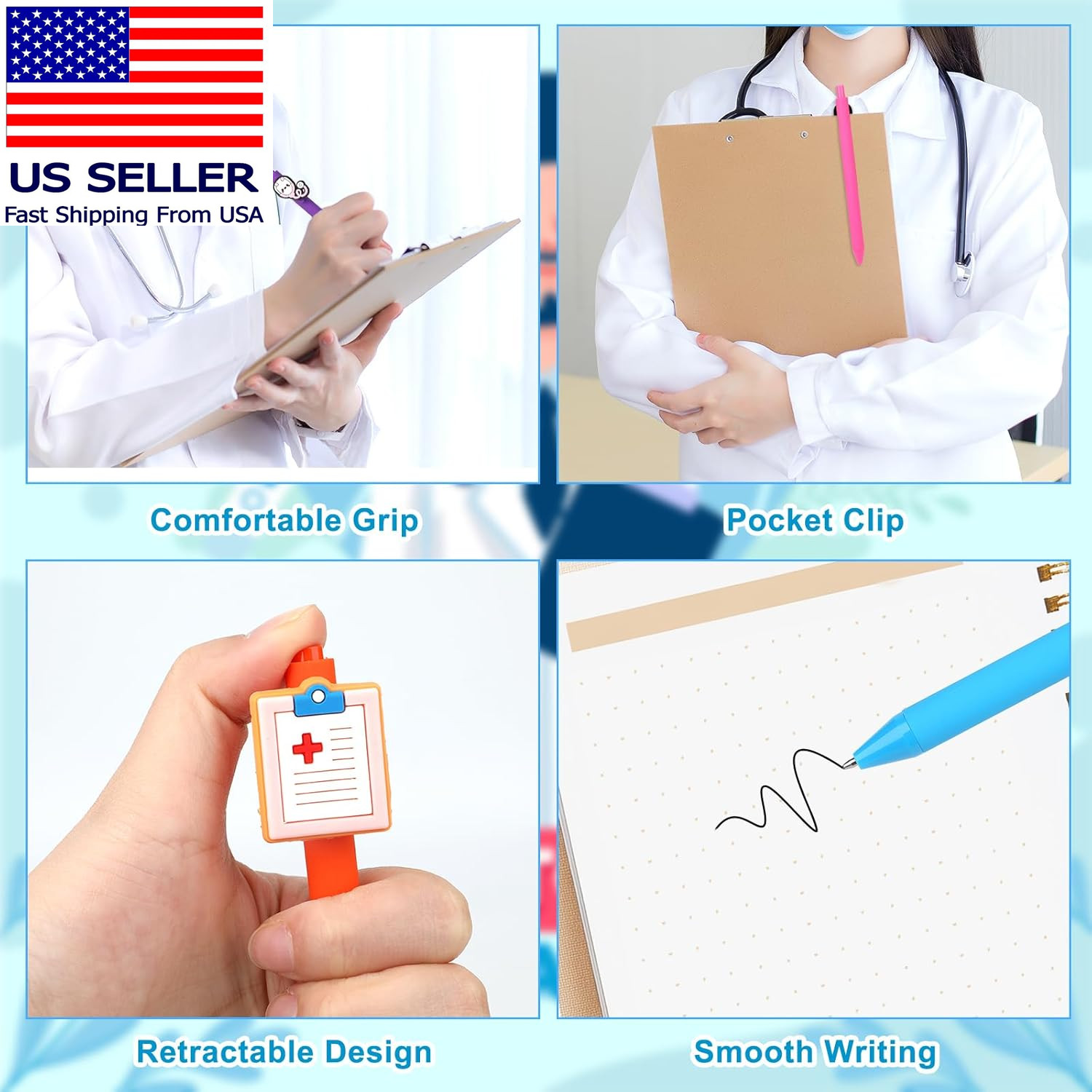 10Pcs Nurse Pens Cute Nursing Ballpoint Pens Funny Nurses Nursing Student Worker