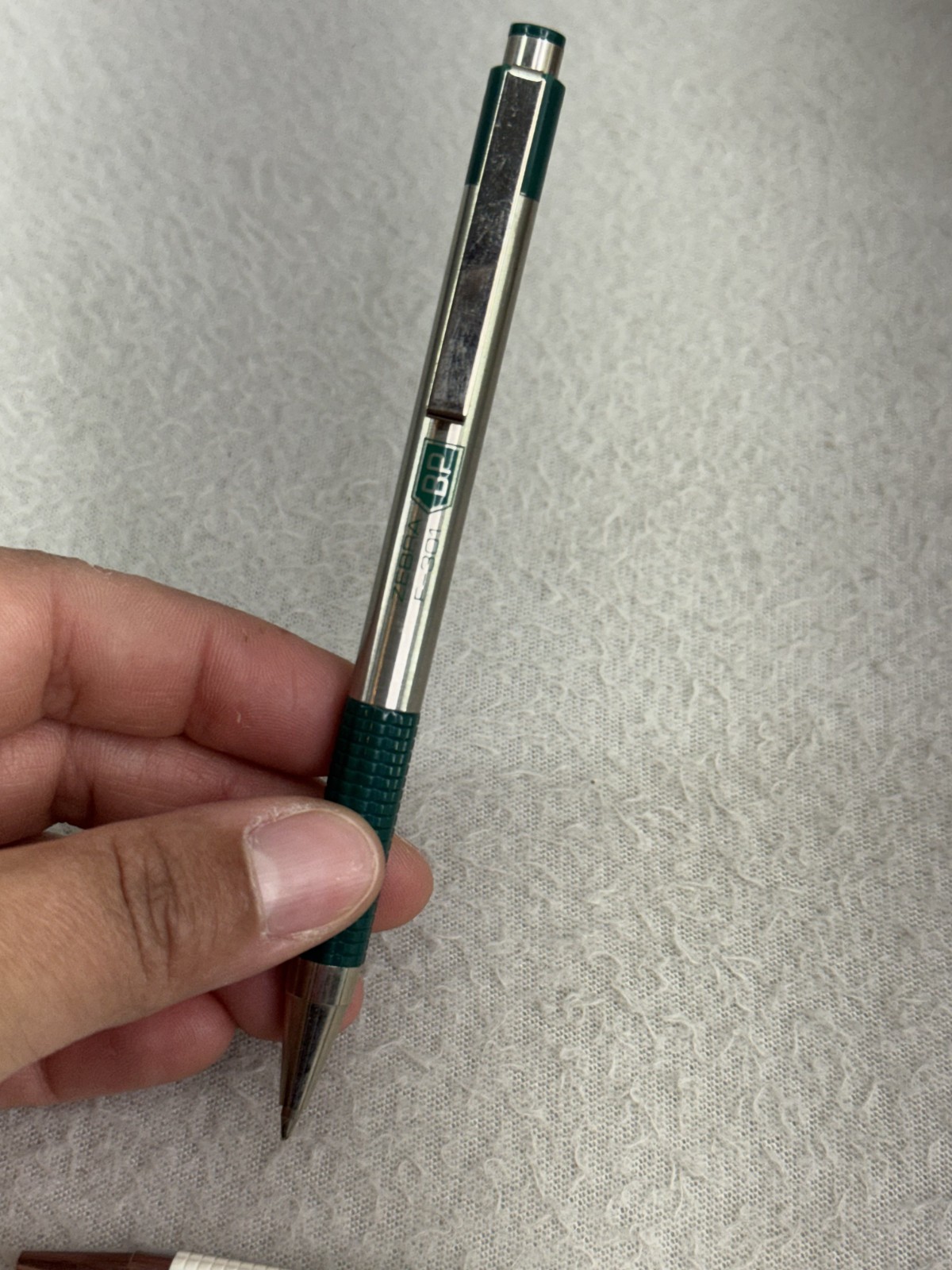 Vintage Zebra F-301 Ballpoint Pens Lot of 2 Green White Chrome Japan 0.7mm