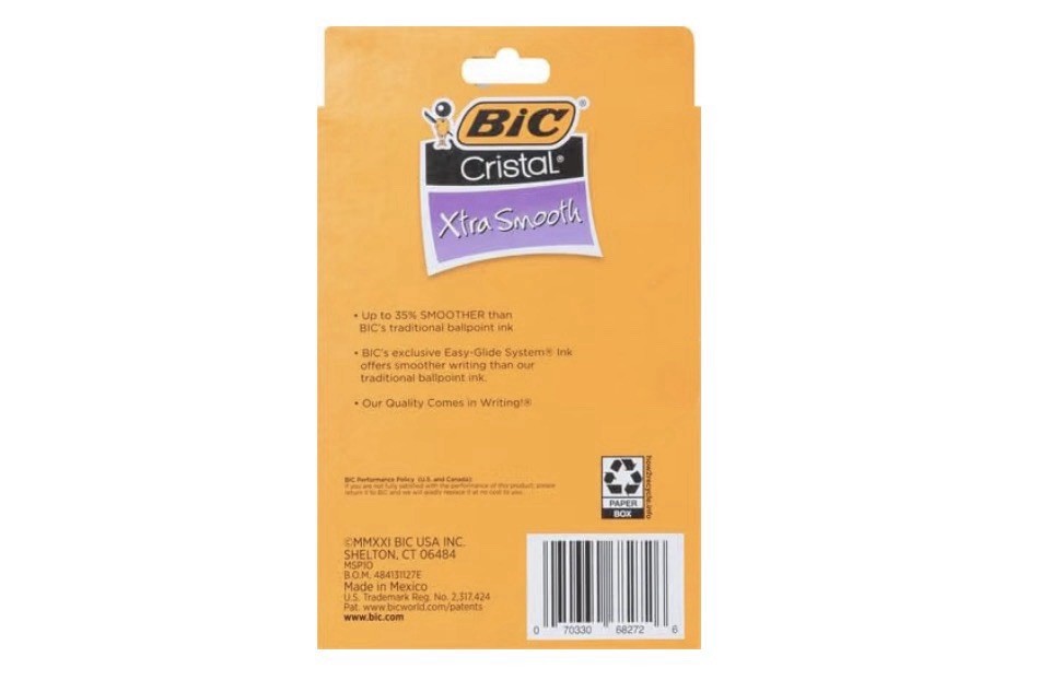 Bic Cristal Xtra Smooth Blue Ballpoint Pens 1.0M Medium Point 10 count Pack Of 2