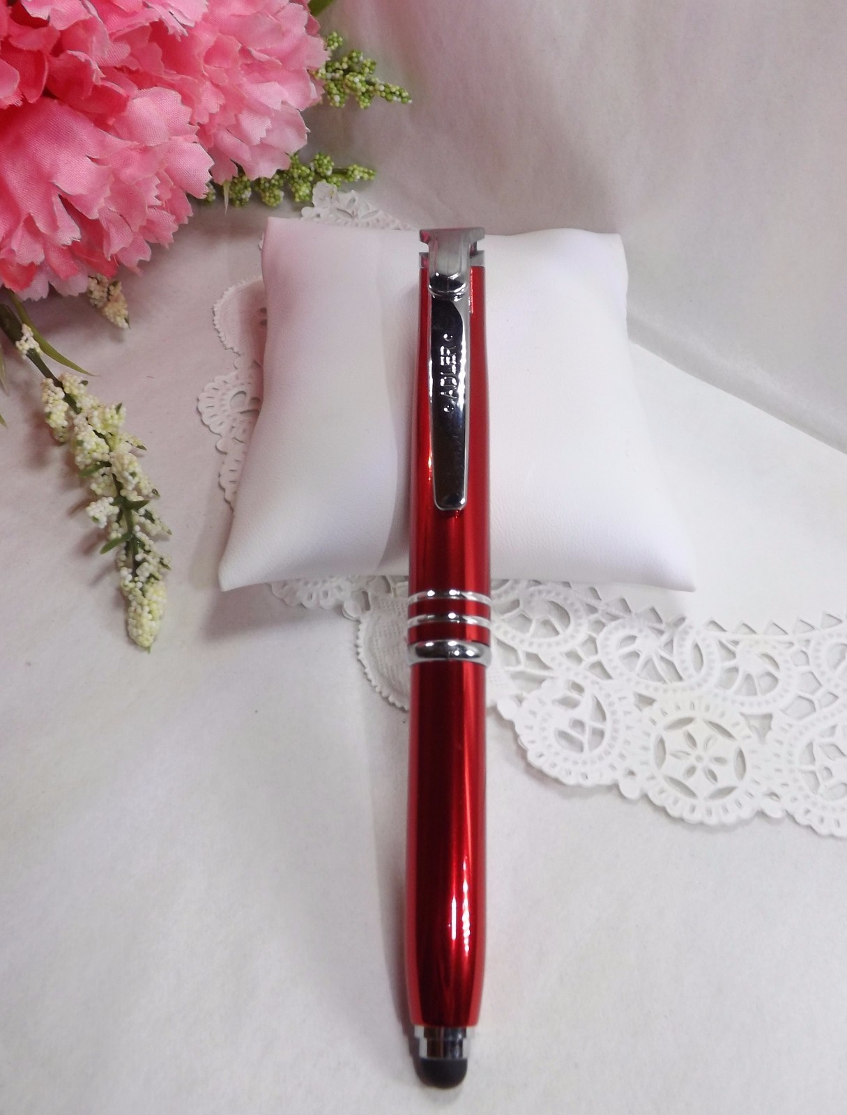 3 in 1 Medina Lighted Tip Red Stylus LED Flashlight Pen by Adler (HIGH QUALITY)
