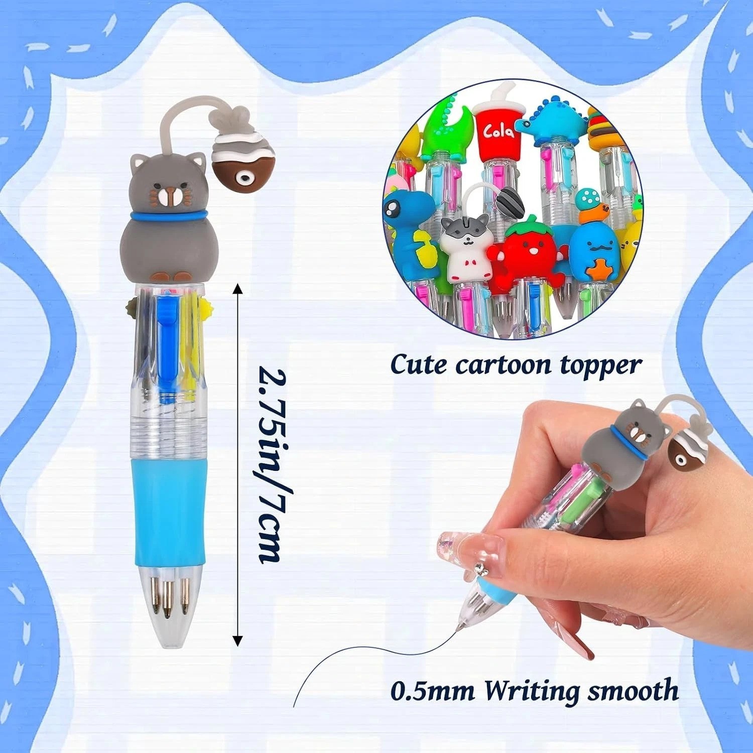 Fun Cartoon Mini Pens Bulk – 100pcs Multicolor Ballpoint Set