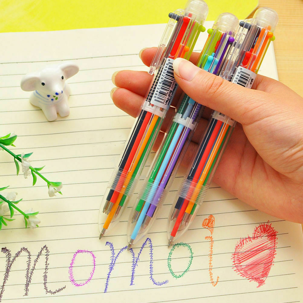 Wholesale 10PCS Multi-color 6 in 1 Ballpoint Pens Kids School Office Pen Supply