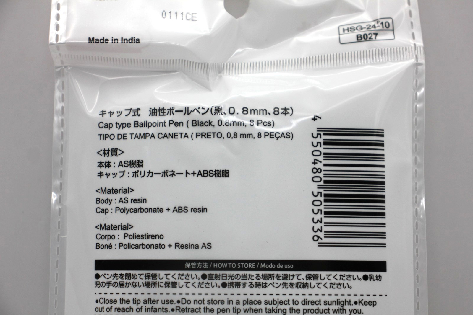 DAISO Black Ballpoint Pen 0.8mm 10Pieces Set of 3 Cap Type Oil-based ink Japan