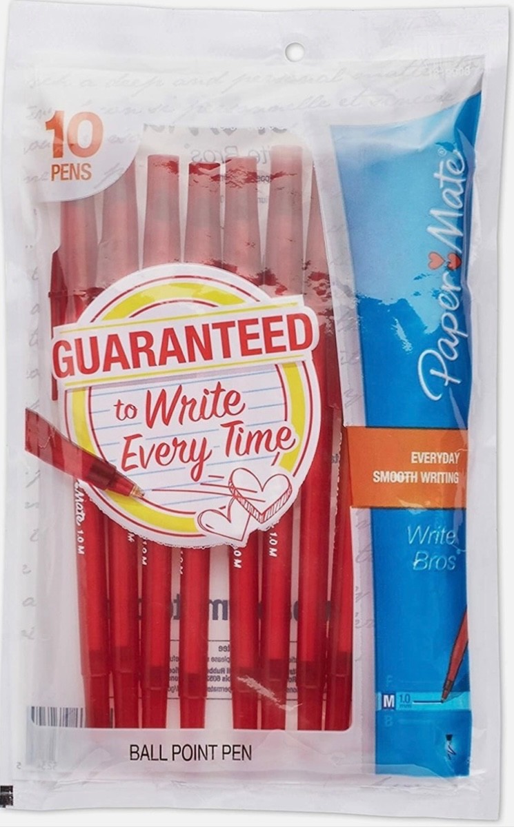 2011 Paper Mate Write Bros Capped Ball Point Pen 10 Pack Medium Red Ink SEALED