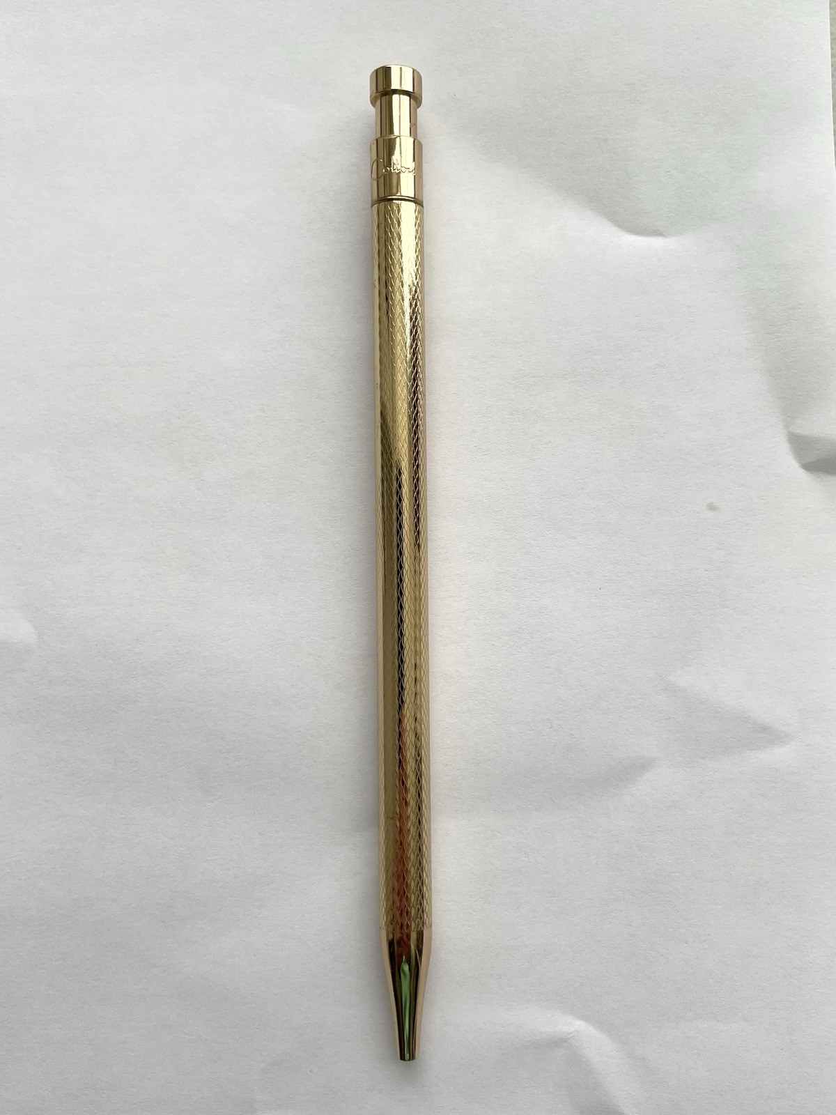 Colibri Of London Ballpoint Pen in Textured Golden Trim, USA Made Vintage