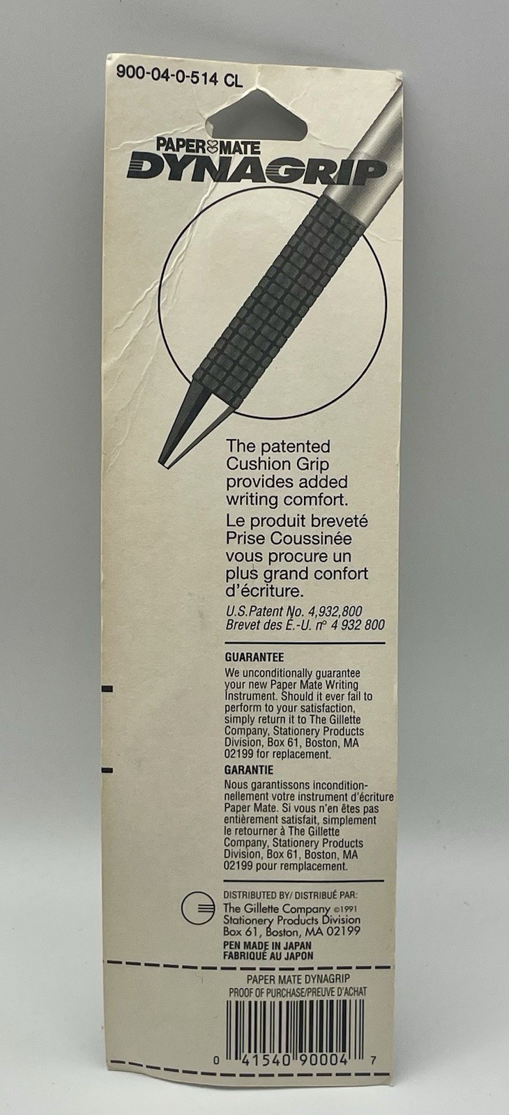 1991 Paper Mate DynaGrip RT50 Ball Point Pen Medium Point Blue Ink Vintage