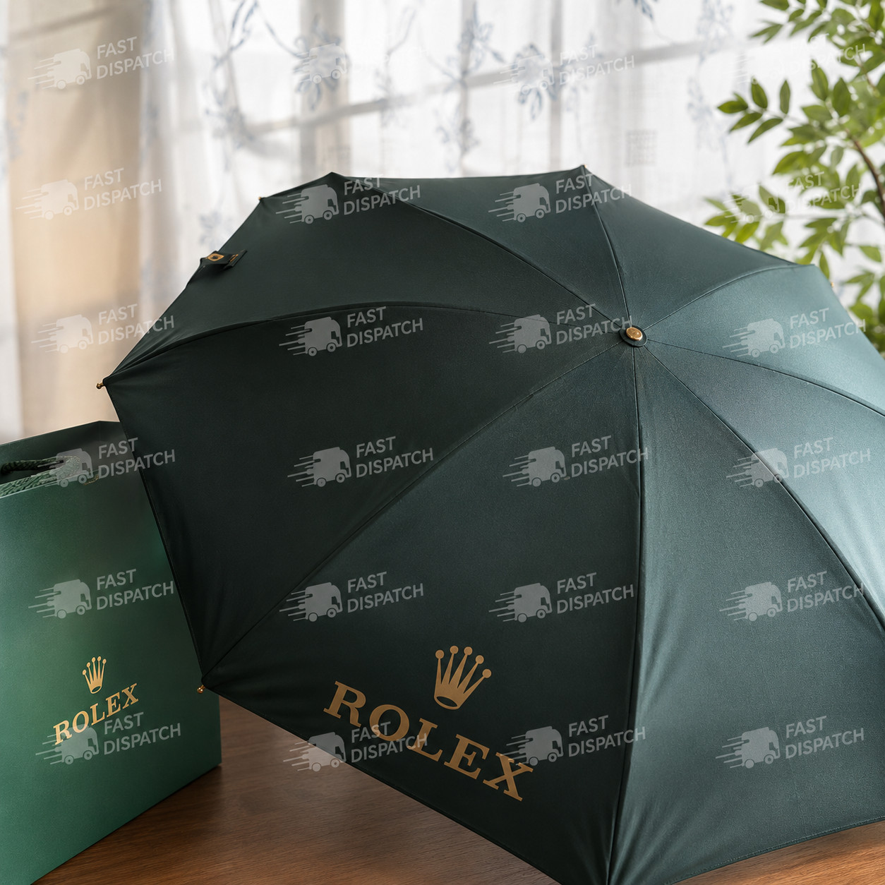 NEW ROLEX Green Gift Set Notebook Ballpoint Pen Folding Umbrella Luxury Gift Box