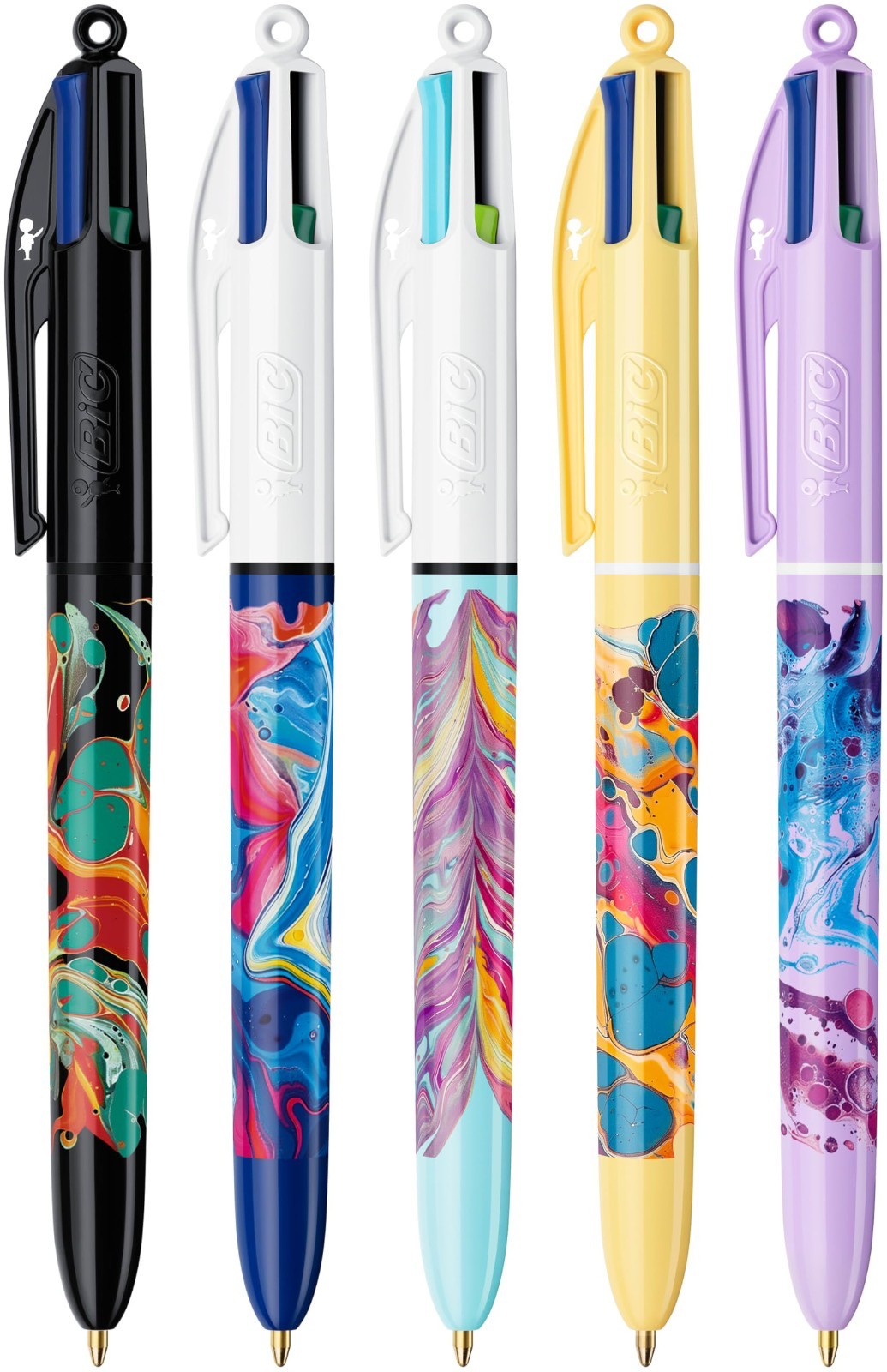 Multi-Colored Retractable Ballpoint Pens, 4 Colors, Medium 1.0mm, 5 Pack